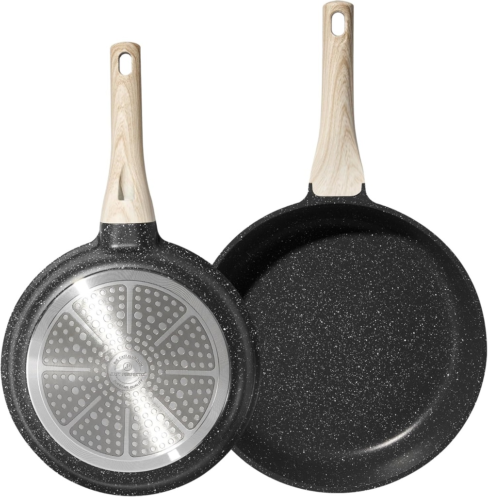 Just Perfecto JL-42 : Poêle à Frire en Granit 2 Pièces (20/24cm) - Noir