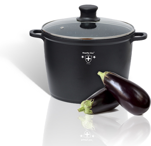 Royalty Line RL-AD28M : Casserole avec revêtement en marbre et couvercle en verre - 28cm