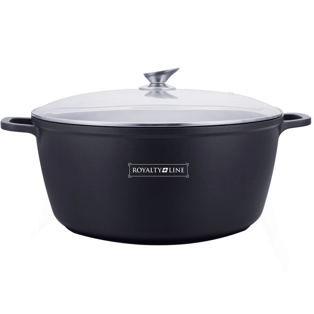 Royalty Line RL-BS36M: Die Cast Casserole with Glass Lid - 36cm