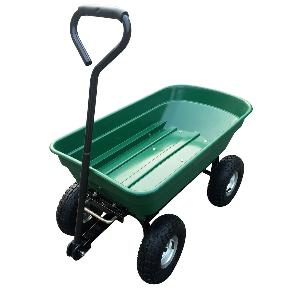 Herzberg HG-8028-75: carro basculante de jardín con ruedas de 75L