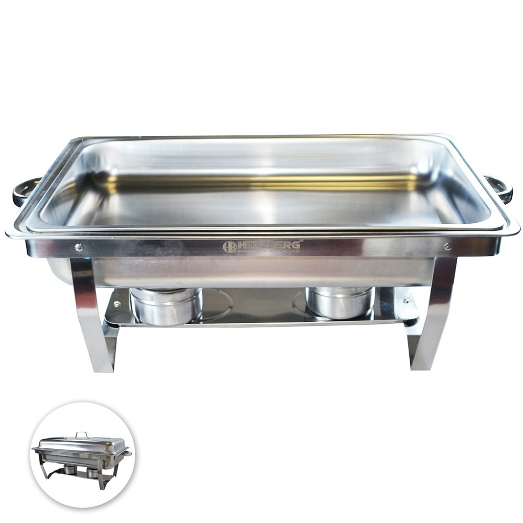 Herzberg HG-8022-1: 9 Quart Stainless Steel Chafing Dish - 1 Container