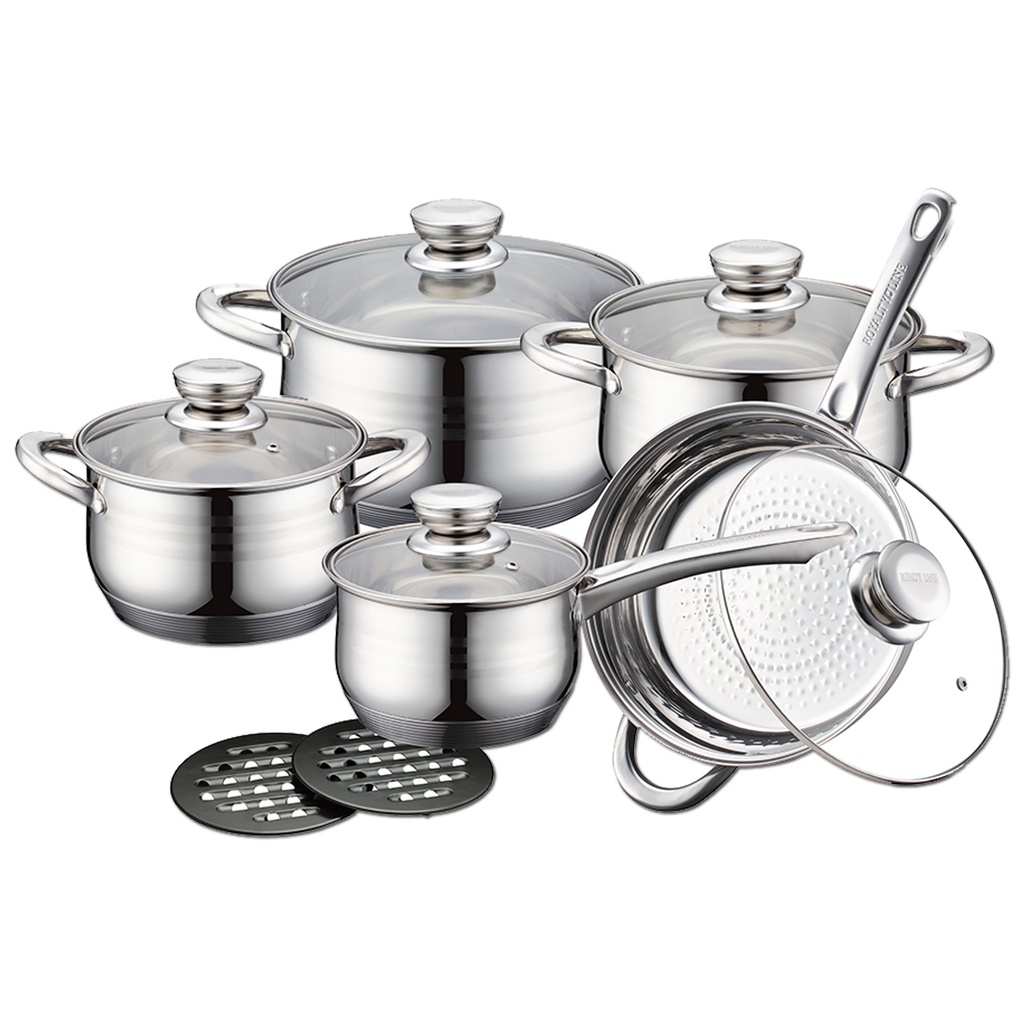 Royalty Line RL-1232 : batterie de cuisine 12 pièces en acier inoxydable