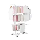 Herzberg HG-8034WHT: Moving Clothes Rack - White
