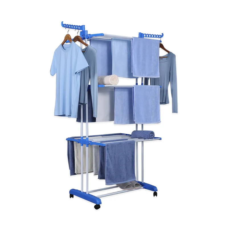 Herzberg HG-8034BLU : portant à vêtements mobile - bleu