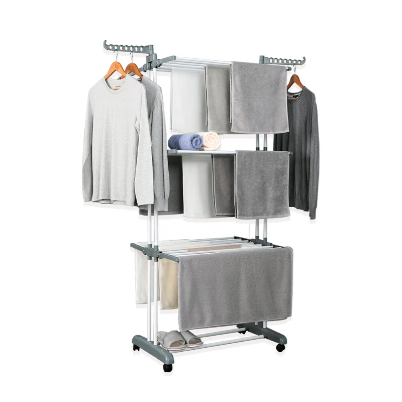 Herzberg HG-8034GRY : portant à vêtements mobile gris