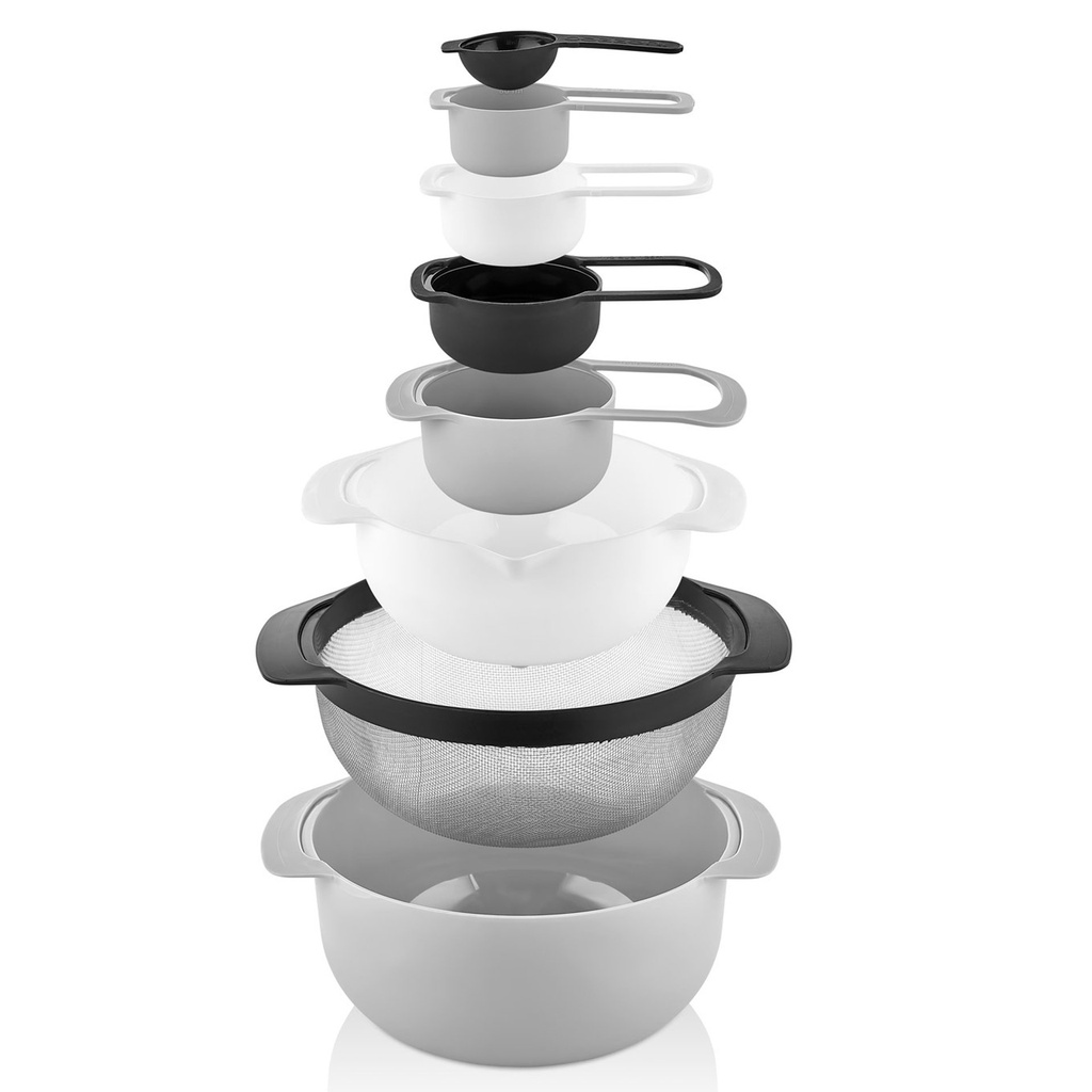 Herzberg HG-BOL8N1: 8-in-1 Cooking and Baking Bowl & Measuring Cups Set