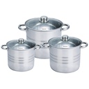 Royalty Line : set de 6 casseroles en acier inoxydable avec couvercles en verre