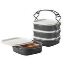 Herzberg HG-L765: BPA-vrije lunchbox met 4 niveaus en handvat, lekvrije voedselcontainerset