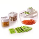 Herzberg HG-8032 : mandoline à légumes avec bol et 2 récipients de conservation