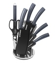Herzberg HG-MSN8CAR: 8 Pieces Non-Stick Coating Stainless Steel Knife Set with Acrylic Stand - Carbon