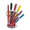 Royalty Line 8 Pieces Rainbow  Ceramic Knife Set with Rotating Holder Stand