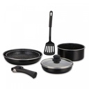 Herzberg HG-8090-7BK : set de cuisson avec revêtement aspect marbre, 7 pièces