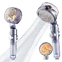 Herzberg HG-8086GLD : douchette à turbine et filtre, dorée
