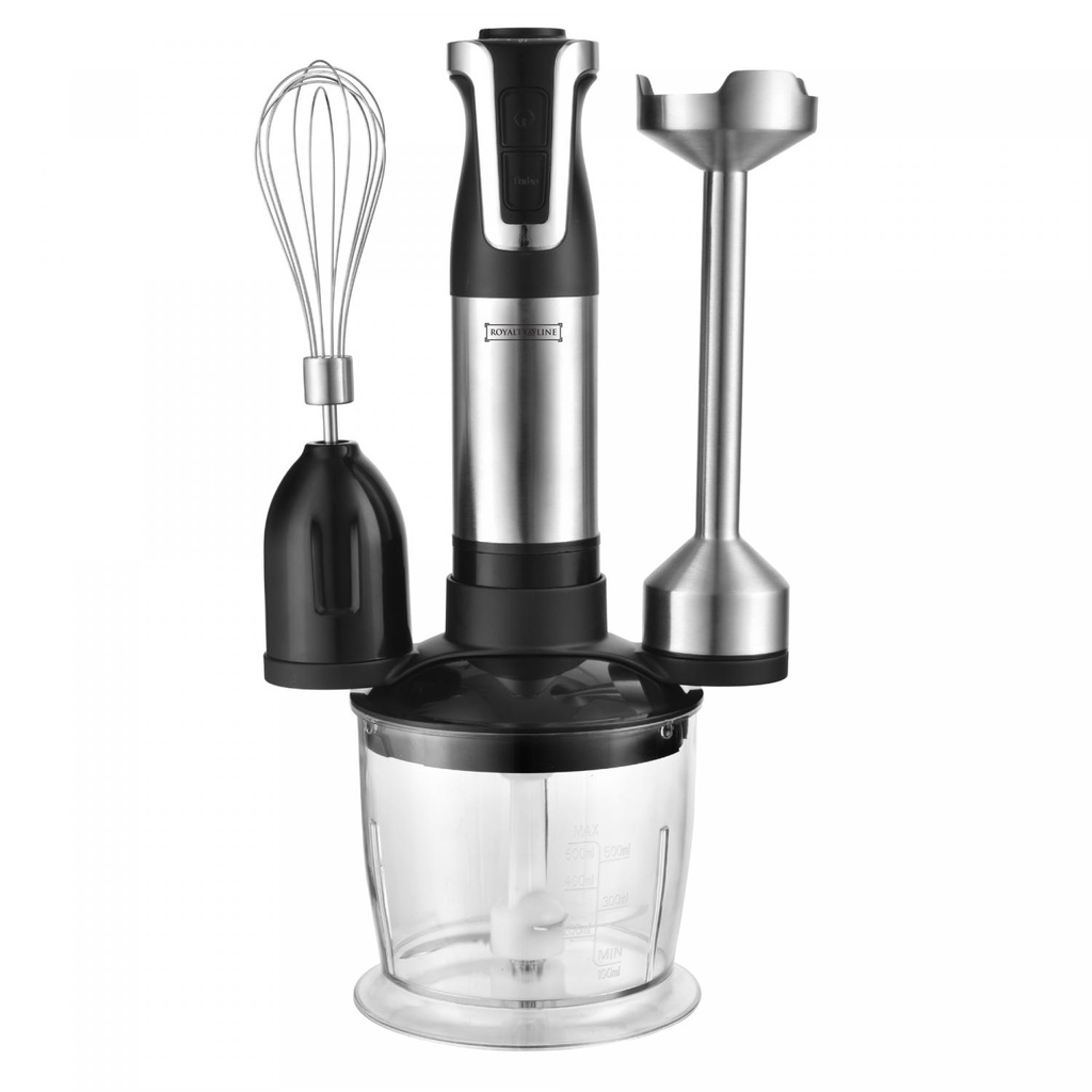 Royalty Line RL-ESMS800BLK: 3-in-1 Hand Blender Set - Power Whisk, Immersion Blender, Chopper - Black