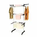 Herzberg HG-8034BW : séchoir à linge pliable noir et blanc sur roulettes