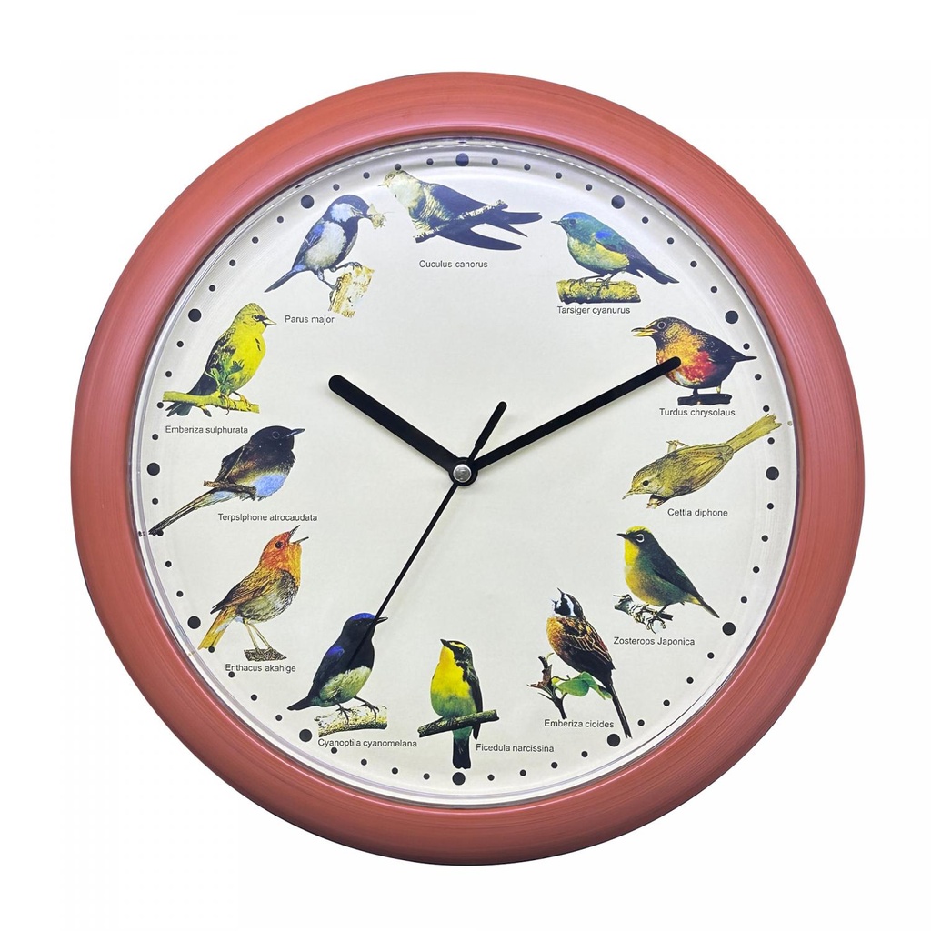 Herzberg HG-03701: Japanische Vogelstimmen-Wanduhr – Holzoptik
