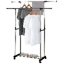 Herzberg HG-03251: Adjustable Double Rod Rolling Clothing Garment Rack
