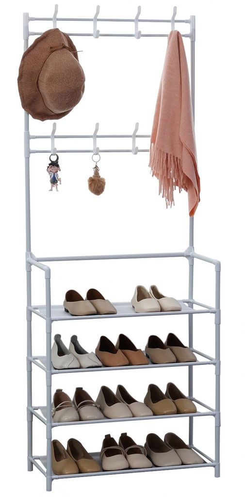 Herzberg HG-03404 : portant à vêtements segmenté avec 4 étagères et range-chaussures - 60x155 cm