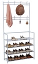 Vestiaire d'entrée Herzberg avec porte-manteau et meuble à chaussures à 4 étagères - 80 x 155 cm