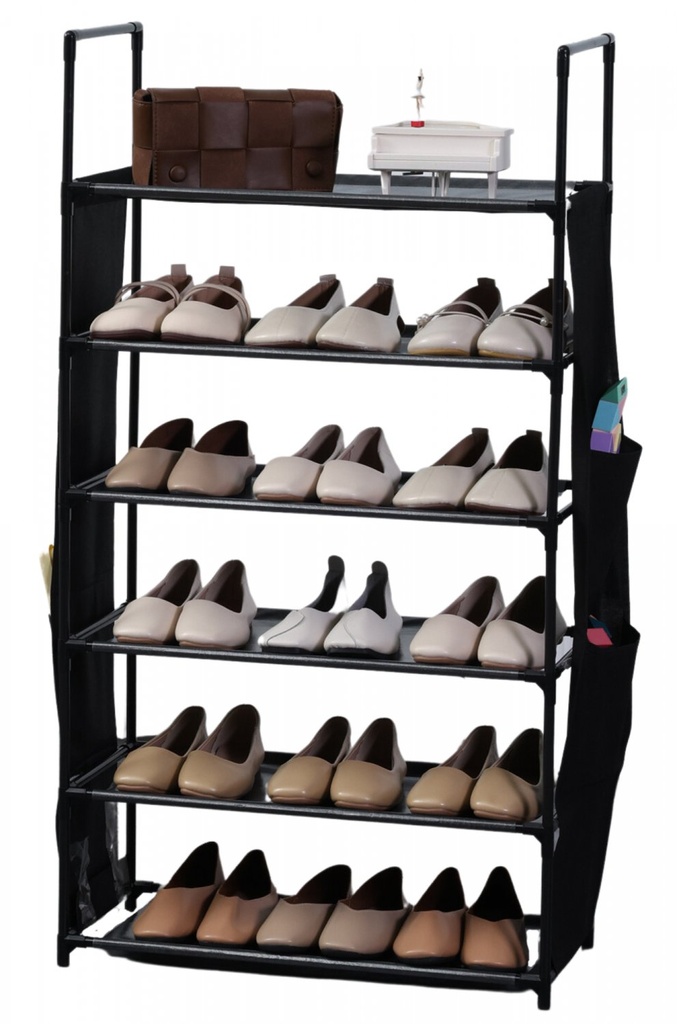 Herzberg HG-03329 : étagère à chaussures à 6 niveaux (47 x 100 cm) - noire