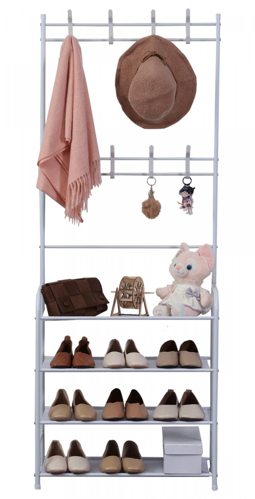 Herzberg HG-03367: 4-Tier Entryway Coat Rack with Shoe Storage Organizer - 60x153cm