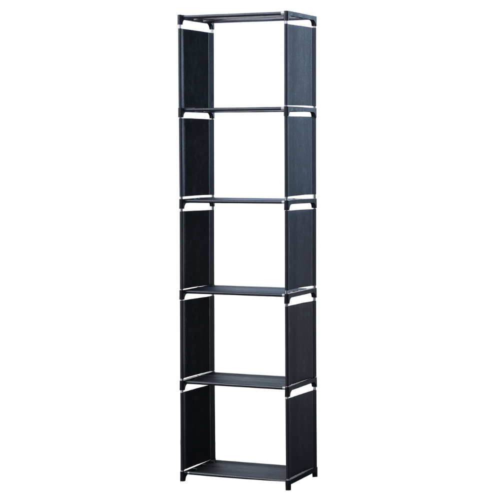 Herzberg HG-03336: 5-Layer Multi-purpose Bookshelf and Storage Rack (42x153cm) - Black