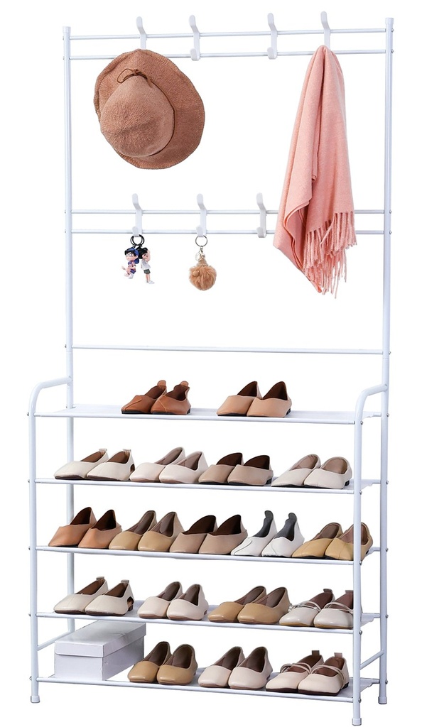 Herzberg HG-03398: Perchero de entrada de 4 niveles y organizador de almacenamiento para pasillo - 80 x 170 cm