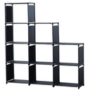 Herzberg HG-03350 : étagère escalier et meuble de rangement à 9 niveaux (125 x 125 cm) - noir