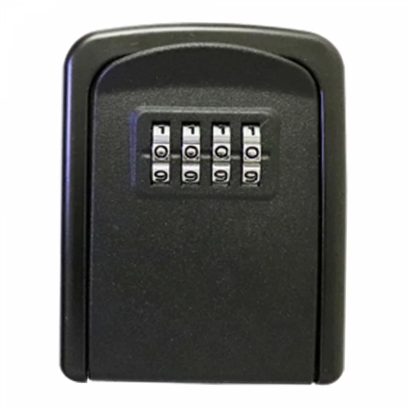 Herzberg HG-03800 : boîte murale noire pour clés avec combinaison à 4 molettes