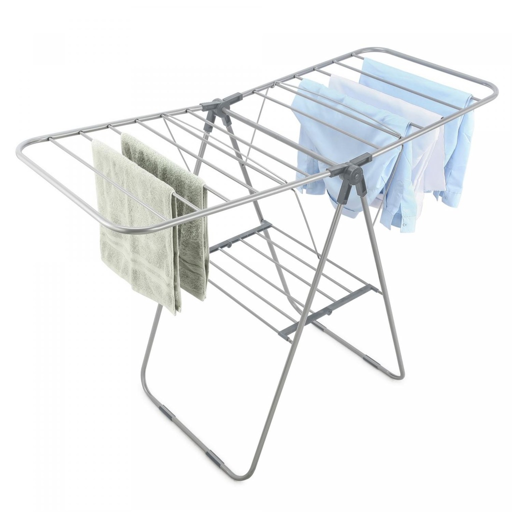 Herzberg HG-04494 : Étendoir à linge pliable en acier à 2 niveaux