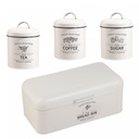 [HG-04418] Herzberg HG-04418: 4 Pieces Vintage Bread Box and Canister Set - Matte Cream