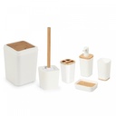 Herzberg HG-04463 : set de salle de bain 6 pièces, crème mate et bambou