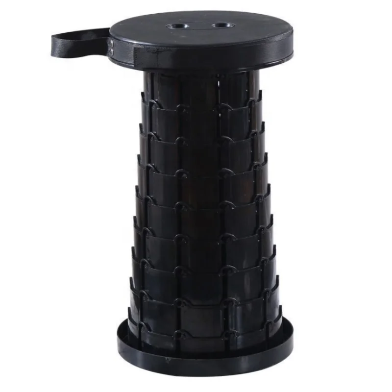 Herzberg HG-04050: Telescopic Adjustable Folding Outdoor Chair - Black