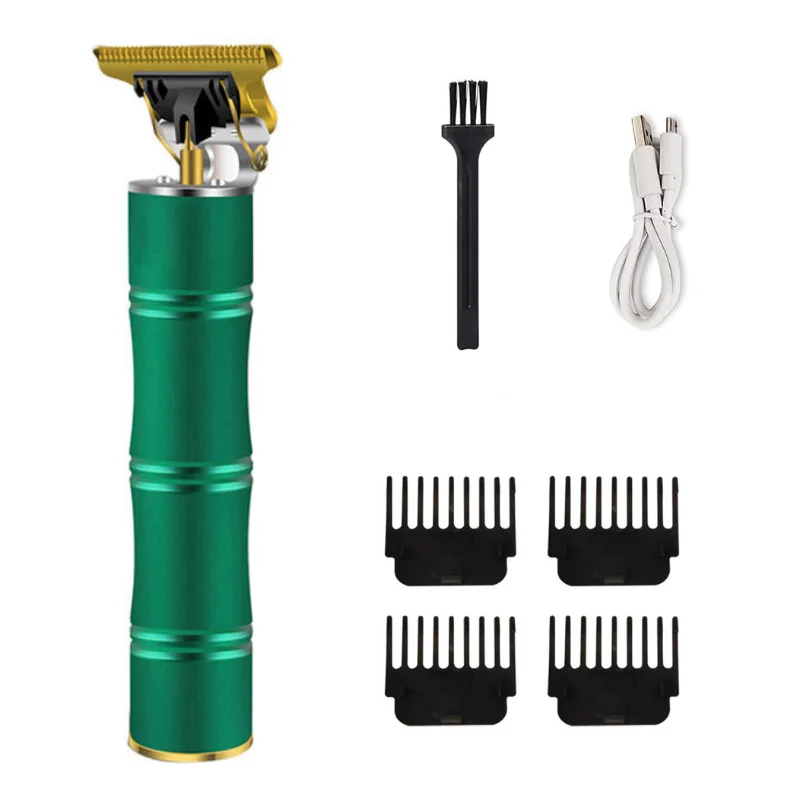 Herzberg HG-04104 : tondeuse à cheveux électrique rechargeable, vert bambou