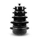 Herzberg HG-04128: 10 Pieces Enamel Kitchen Cooking Pot and Casserole with Glass Lid