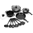 Herzberg HG-04241 : batterie de cuisine antiadhésive noire 13 pièces