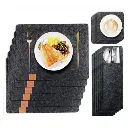 Herzberg HG-04203 : set de 18 pièces en feutre naturel pour table, pochettes à couverts et dessous de verre