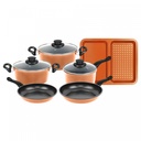 Herzberg HG-04838 : batterie de cuisine cuivre antiadhésive, 9 pièces
