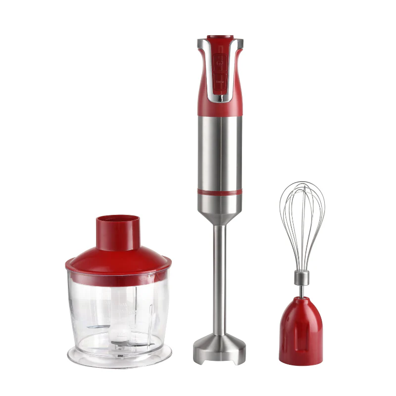 Royalty Line RL-ESMS800RED: 3-in-1-Stabmixer-Set - Schneebesen, Stabmixer, Zerkleinerer - Rot