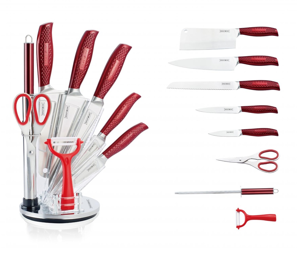 Royalty Line RL-KSS530 : set de 9 pièces avec bloc rotatif - rouge