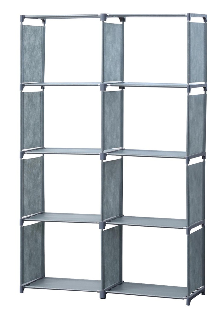 Herzberg HG-03626: libreria multifunzione a 8 ripiani e scaffale portaoggetti (85x125cm) - grigio