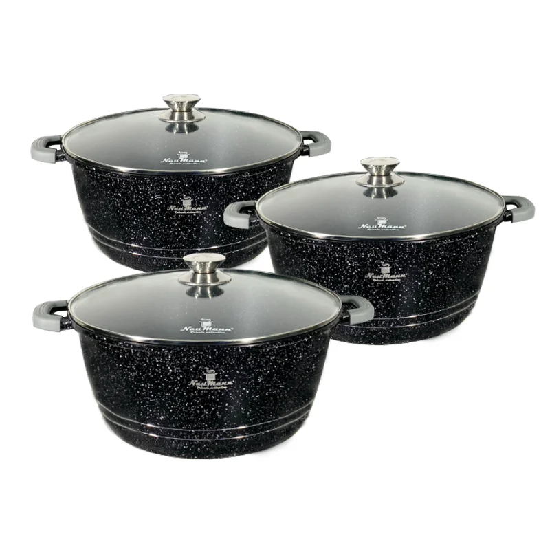 Neumann NM-3BMZ : set de 12 casseroles avec revêtement effet marbre - 32/36/40 cm