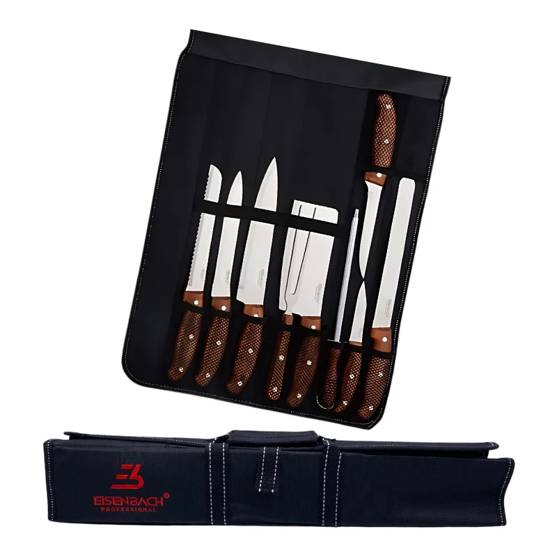 Eisenbach LH-049: 9 Pieces Professional Knife Set with Roll-up Carry Bag