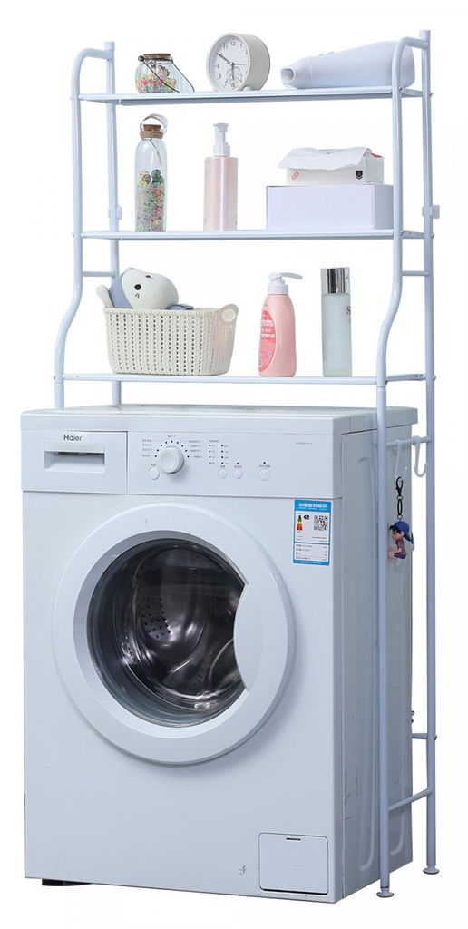 Herzberg HG-03565: 3-stufiges Aufbewahrungsregal für Waschmaschine und Badezimmer - Weiß