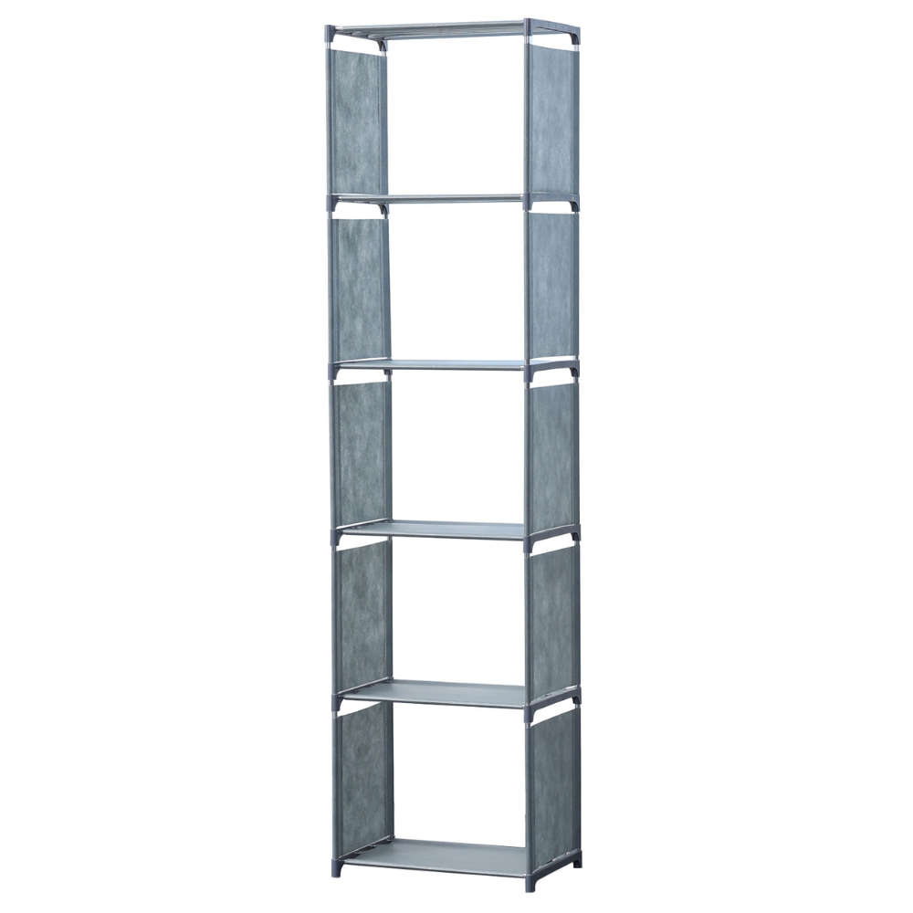 Herzberg HG-03619: Mehrzweck-Bücherregal und Aufbewahrungsregal mit 5 Ebenen (42x153cm) - Grau