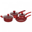 Herzberg HG-04715RED : set de cuisson rouge 7 pièces avec revêtement effet marbre