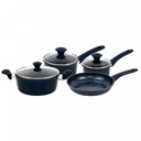 Herzberg HG-04685BLU : batterie de cuisine bleue 7 pièces avec revêtement effet marbre