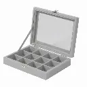 Herzberg HG-05309 : organiseur à bijoux avec couvercle en verre et 12 compartiments