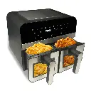 [CN-AFD45WS] Comfy Nest CN-AFD45WS: 2400W Double S/S Basket Digital Airfryer with Window - 9L