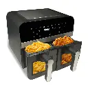 Comfy Nest CN-AFD45WB: 2400W Black Double Basket Digital Air Fryer w/ Window - 9L
